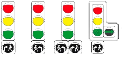 Сигналы светофора с дополнительной стрелкой Сигналы светофора с дополнительной стрелкой